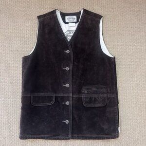 Skotts Suede Vest Mens Brown Espresso Vintage 5 Button Waistcoat Leather Sz Med